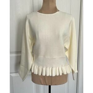 Anthropologie English Factory Women’s Ruffle Edge Sweater Dolman Sleeves…